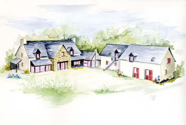 Chambres d'hotes et gites du Tertre Gatinais � Saint Briac Dinard - aquarelle de Franck Coudreau 